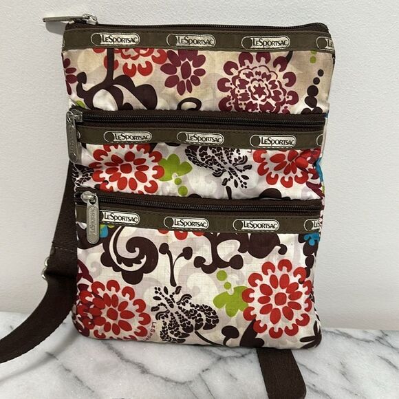 LeSportsac Floral Crossbody Bag - Red and Brown - Picture 9 of 9